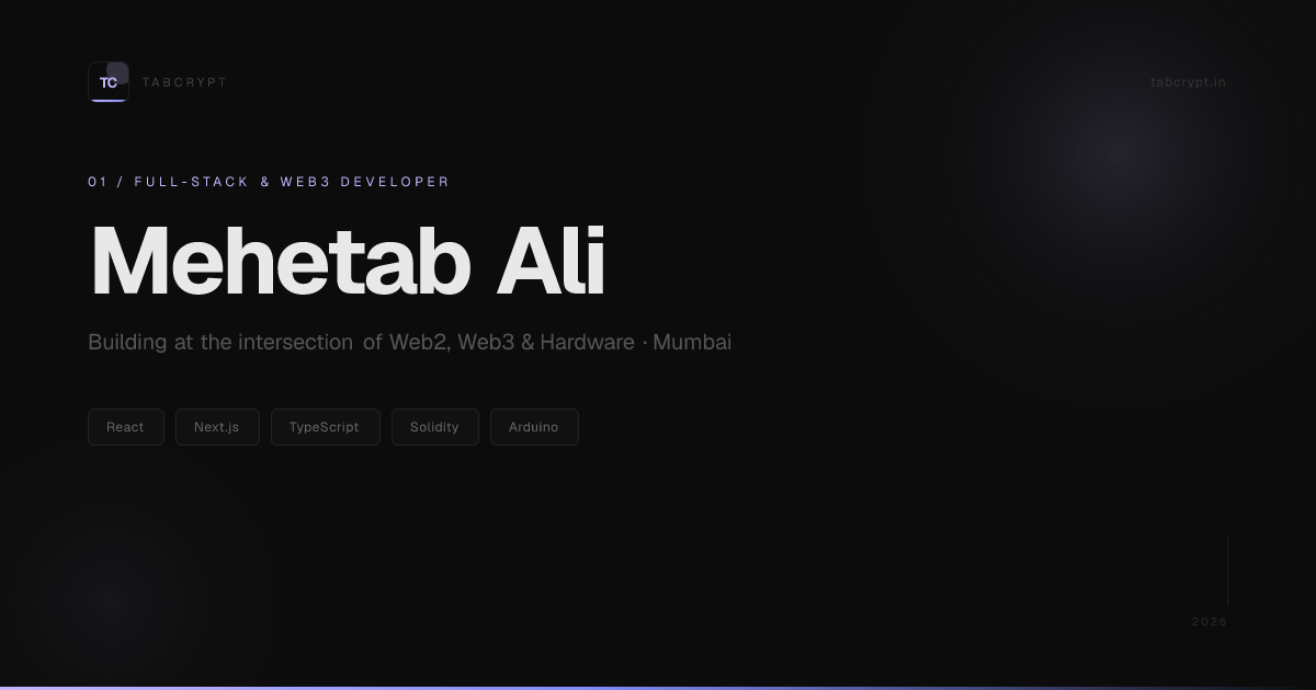 TabCrypt | Mehetab Ali — Python · Full-Stack · AI/ML Developer
